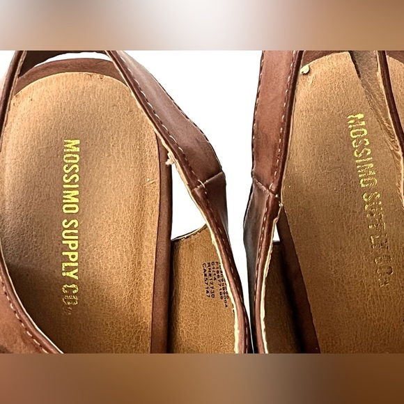 Mossimo Supply Co Brown Wedge Sandals with Buckle Detail Women’s Size 9 - Picture 7 of 12